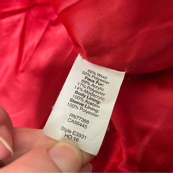 J. Crew Vail Chateau Parka Stadium Cloth Wool Faux Fur Trim Red Sz 6 ($375) - Picture 9 of 10